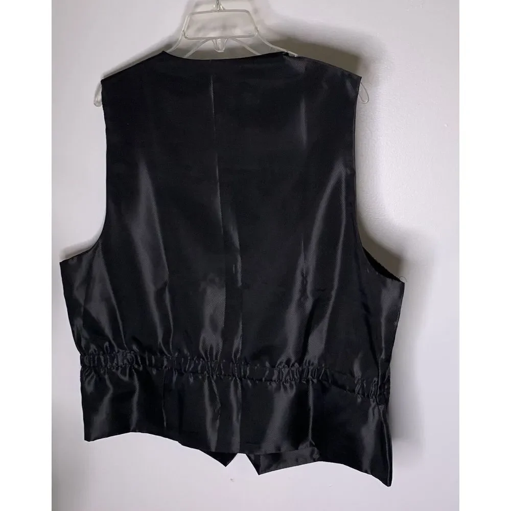 Pronto Uomo Men's 3‎ Piece Tuxedo 100% Wool Sz 43L Black with Vest Blk/Silver Gr